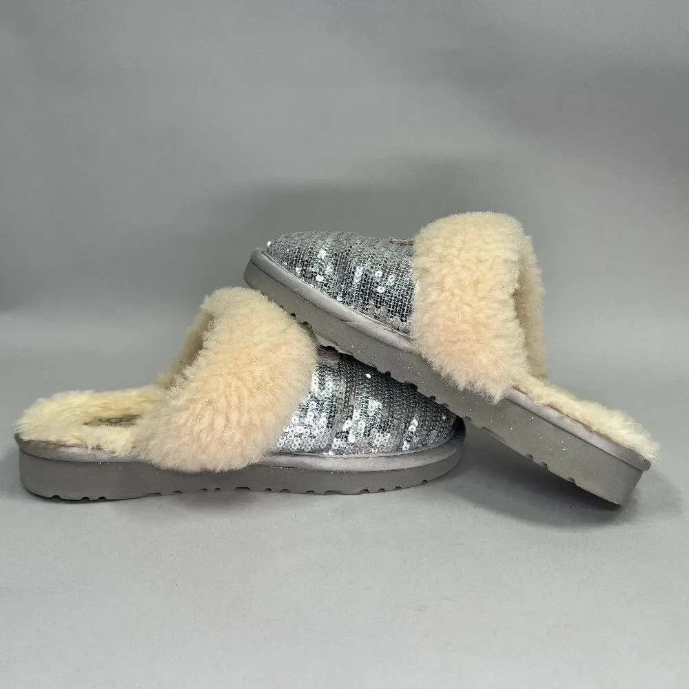 UGG Girl's Size 5‎ Dazzle Sliver Sequin Slippers